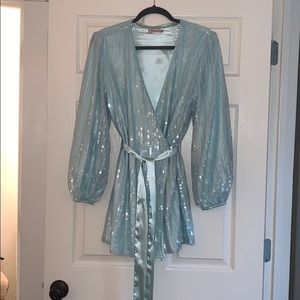 Skylar Rose Tiffany blue sequin wrap dress